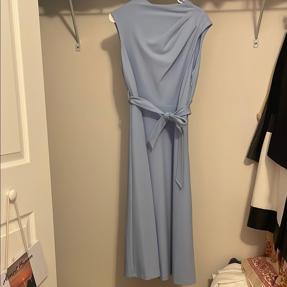 Calvin Klein Blue Round Neck with Pleated Feature Dress